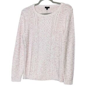 Talbots Pink, Blue & Off-white marked scoop neck Cable Cotton Sweater